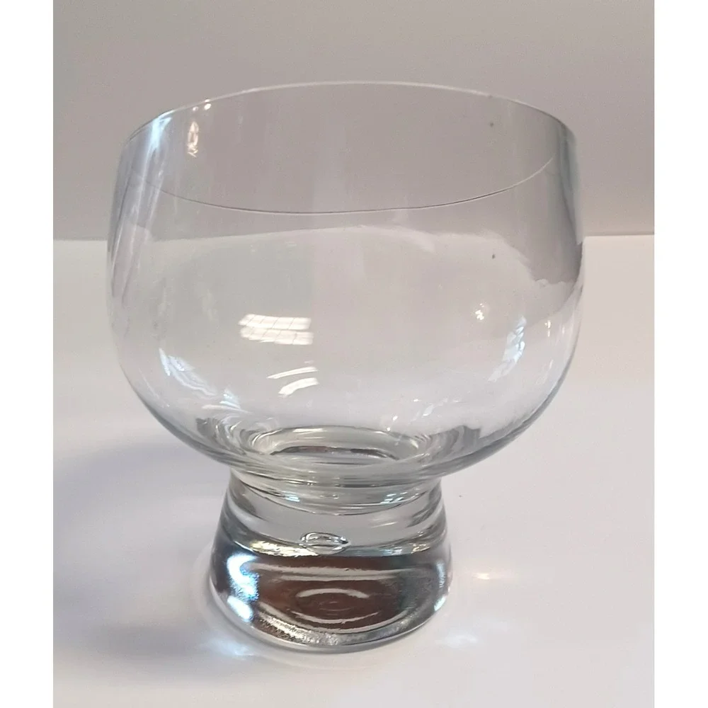 Vintage Kosta Boda Pippi Bubble Angled Tilted Snifter Clear Whiskey Brandy Glass
